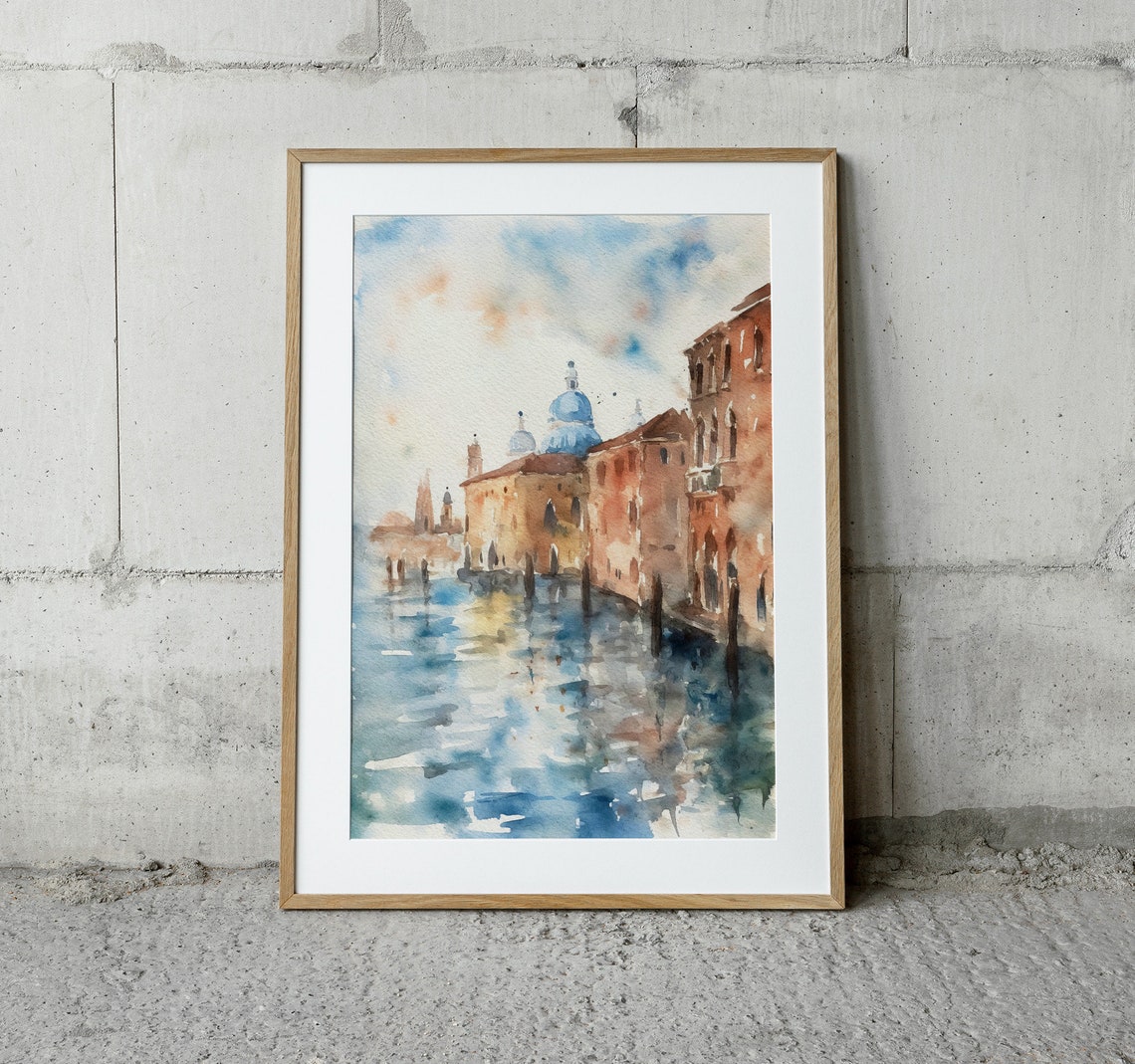 Venice Painting Italian Cityscape Watercolor Europe Travel Poster Venice Wall Art Italy Art Print - Image 2