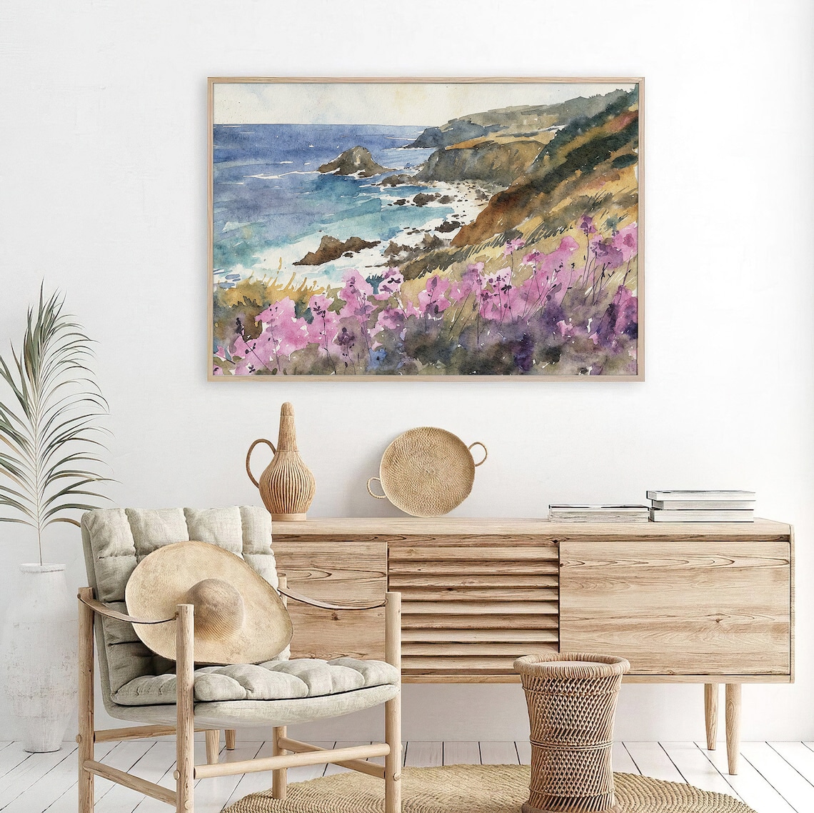 Monterey Bay Watercolor Coast Art Print, California - Image 4