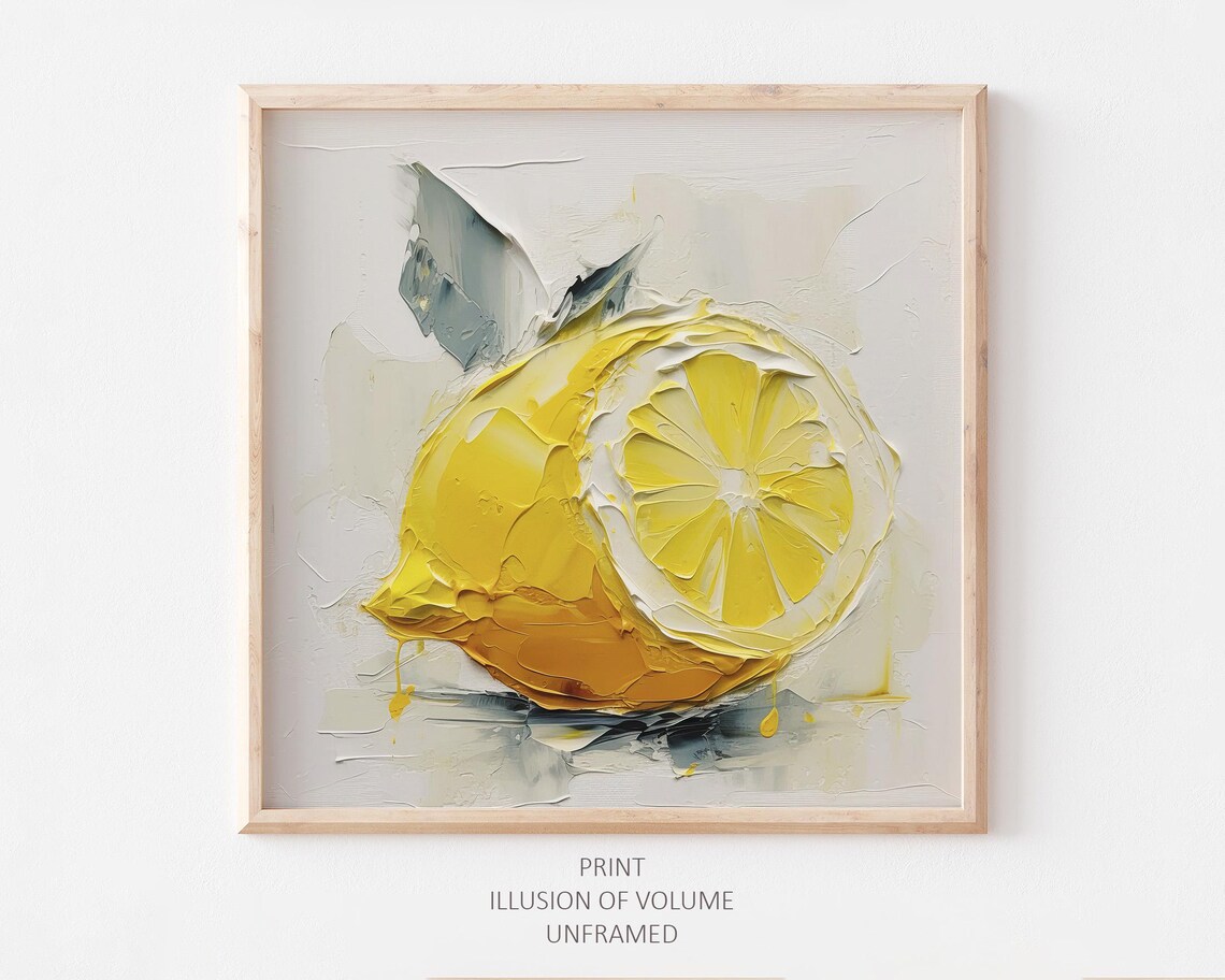 Lemon Oil Painting Citrus Kitchen Wall Art Print