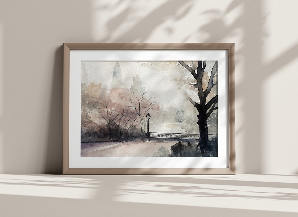 New York Cityscape Watercolor Travel Poster, Central Park - Image 3