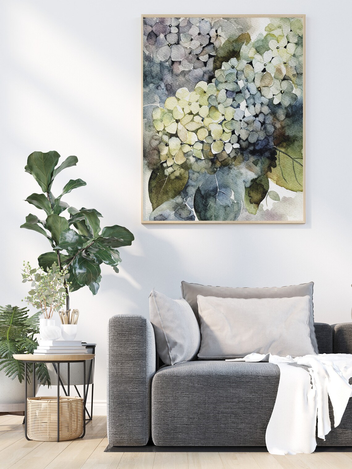 Hydrangea Watercolor Botanical Floral Art Print - Image 5