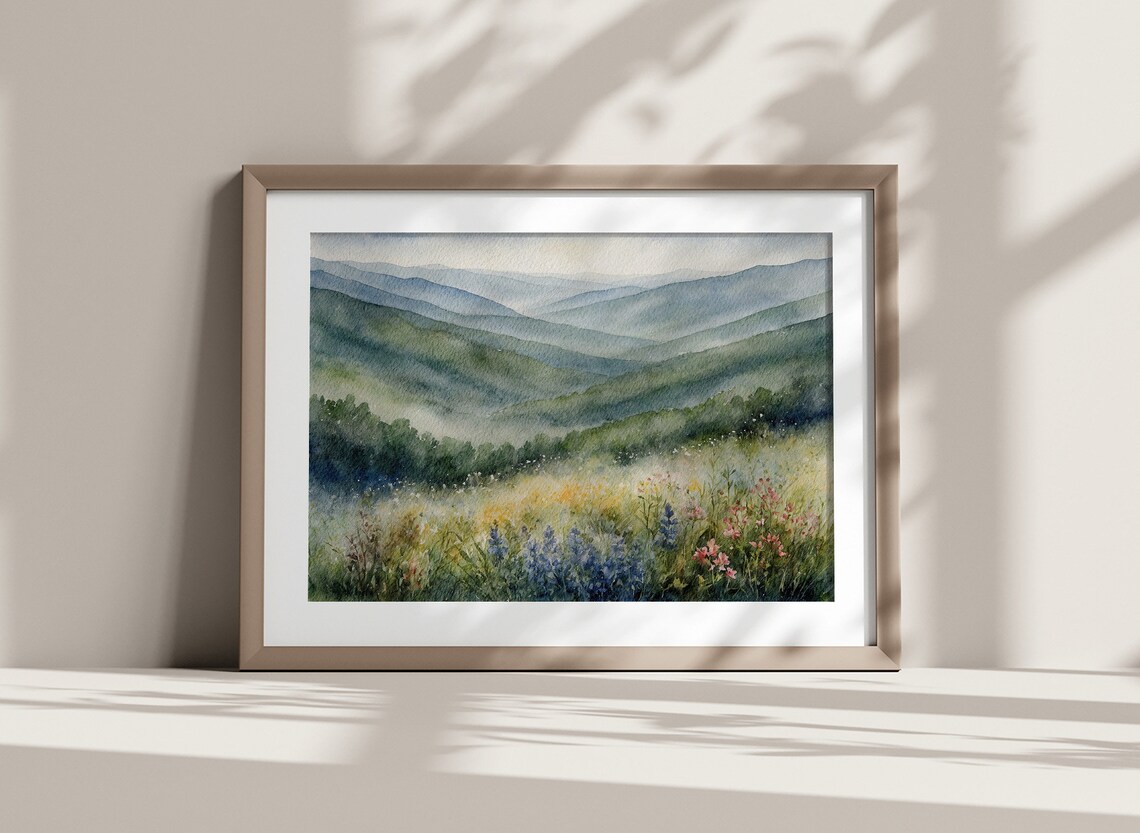 Blue Ridge Mountains Watercolor, North Carolina Art Print - Image 4
