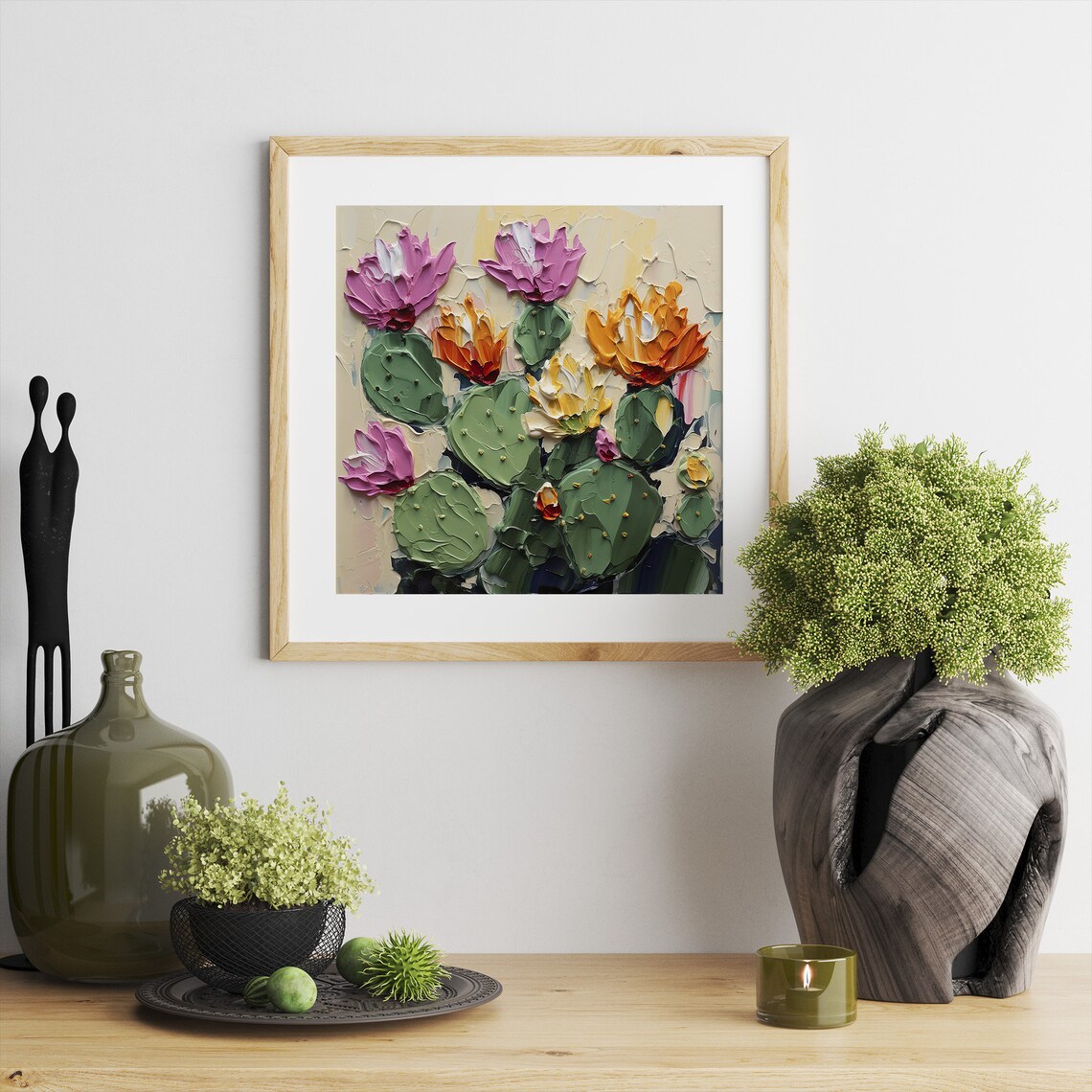 Cactus Flowers Oil Painting Art Print, Botanical Decor - Image 5