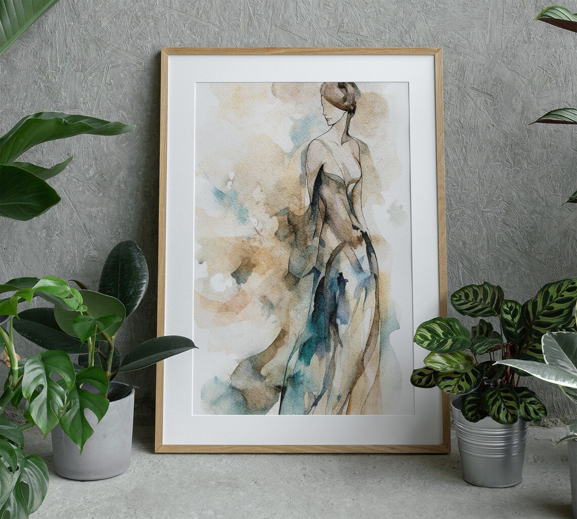 Abstract Woman Figure Watercolor Contemporary Female Line Art Poster - Image 4