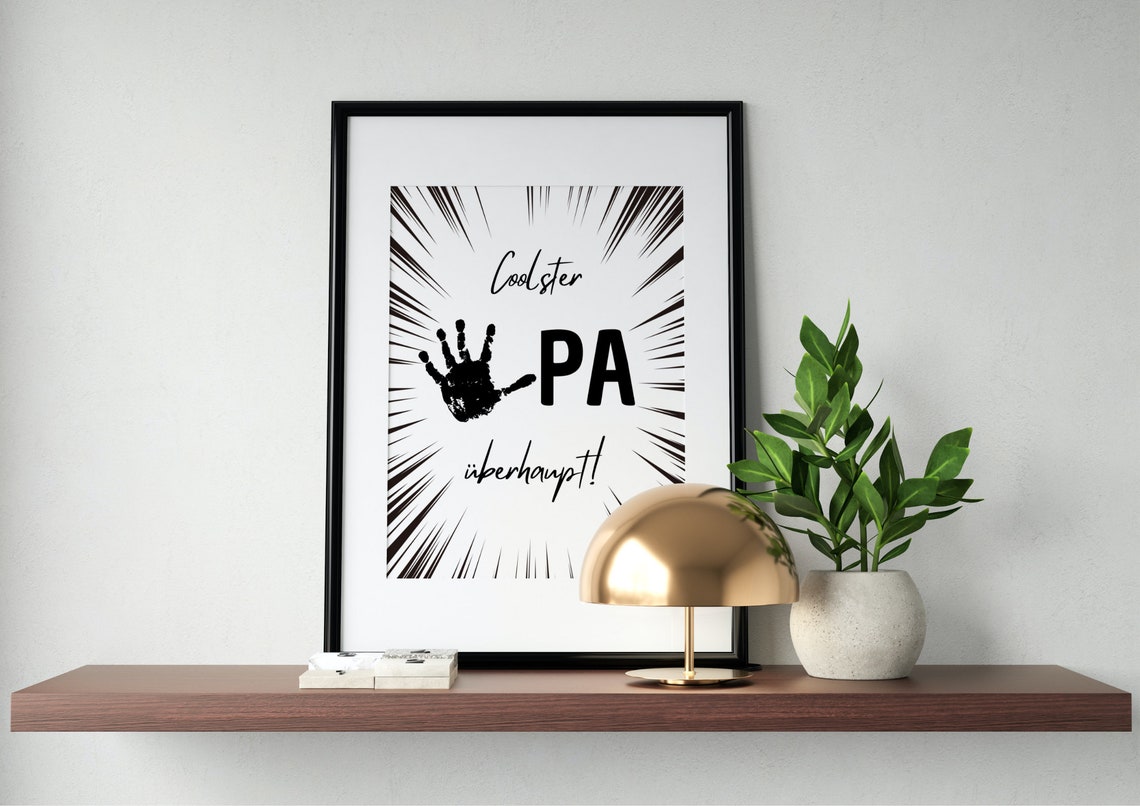 Coolest Grandpa Ever Burst Handprint Funny Gift Quote Art Poster - Image 2