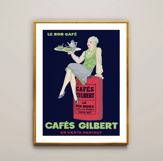 Le Bon Cafe Cafs Gilbert Vintage Fooddrink Poster Poster Print Or Print Gift Idea Wall Decor
