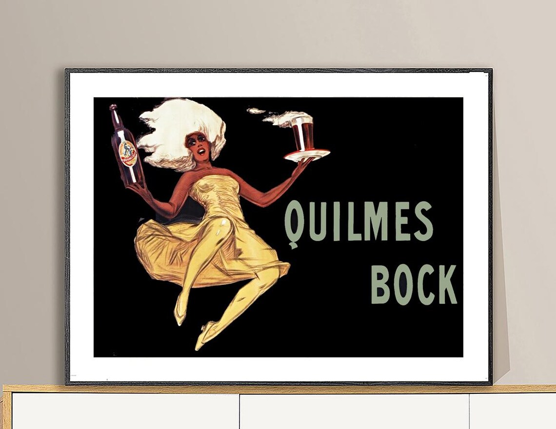 Quilmes Bock Beer Dancing Lady Frothy Mug Vintage Argentine Ad Poster - Image 2