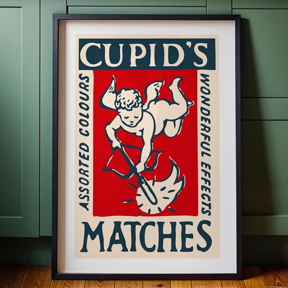 Cupid Match Retro Valentine's Day Art Print