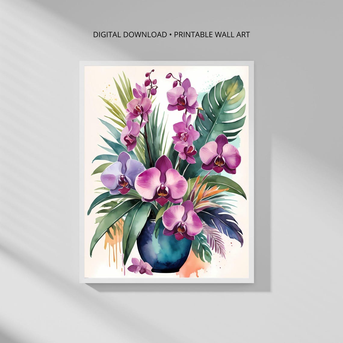 Modern Botanical Wall Art Print Tropical Orchid Minimalist Decor