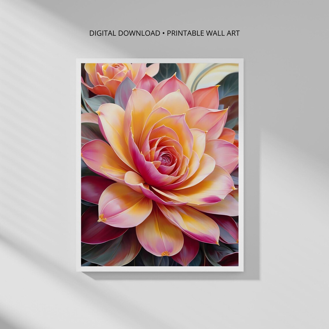 Modern Botanical Wall Art Print Spiral Bloom Minimalist Decor