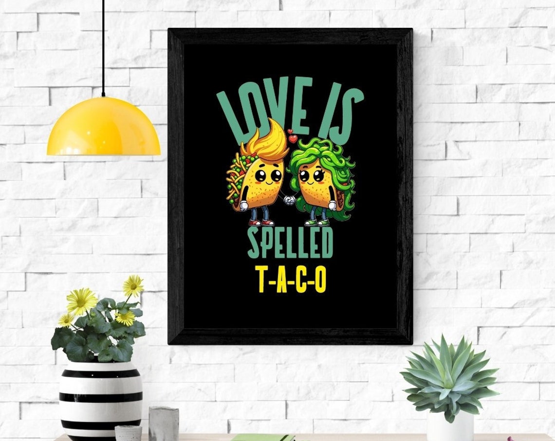 Love Is Spelled TACO Cute Couple Kawaii Funny Food Romance Poster