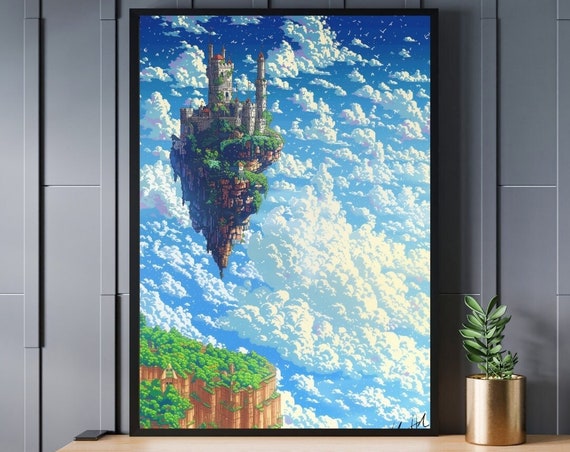The Sky Castle Poster Art Fantasy Castle In The Clouds High Resolution