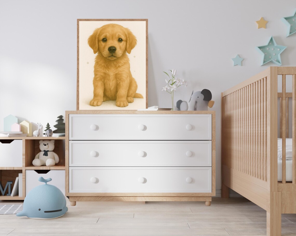 Golden Retriever Poster, Cute Dog Art for Nursery - Image 2