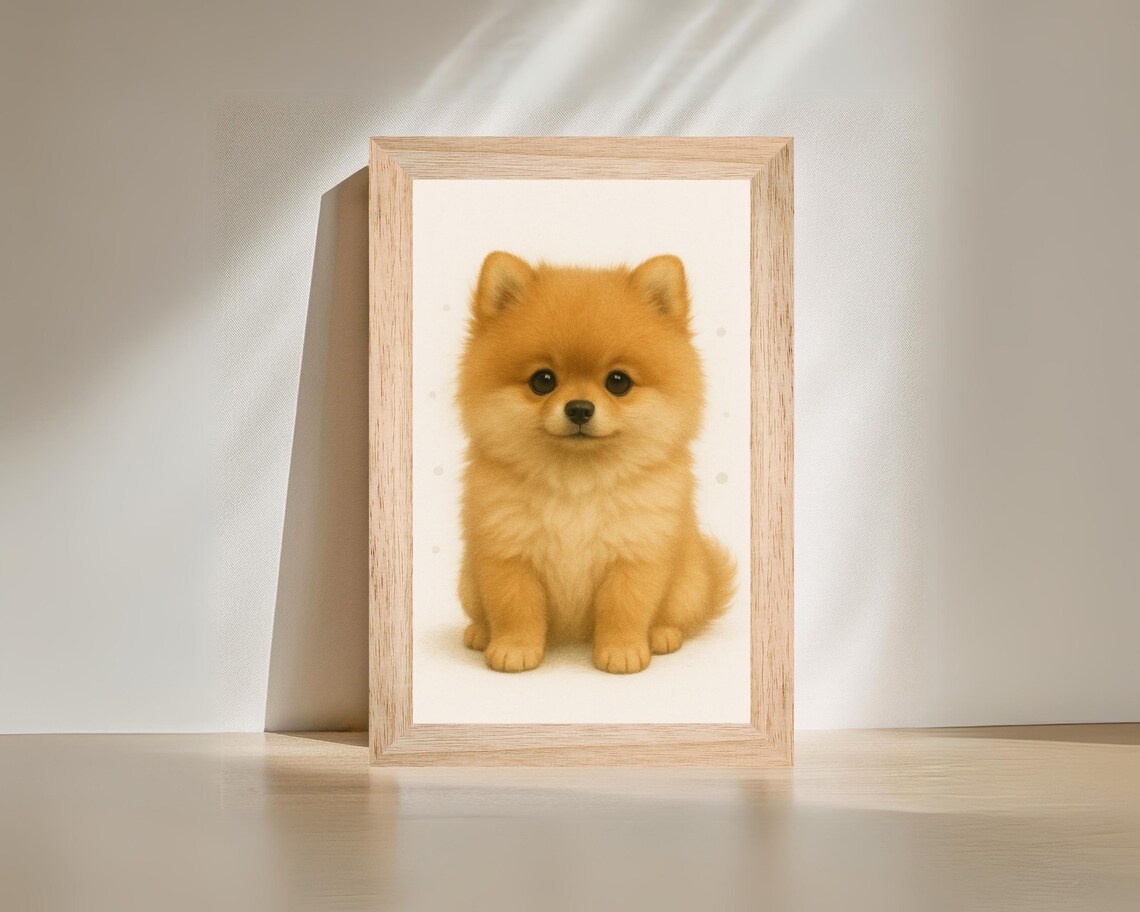 Pomeranian Puppy Poster, Nursery Kids Room Decor