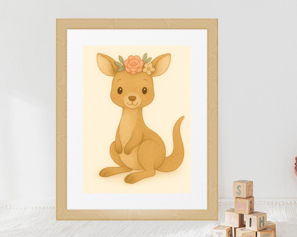 Australian Nursery Kangaroo Art Print, Boho Animal
