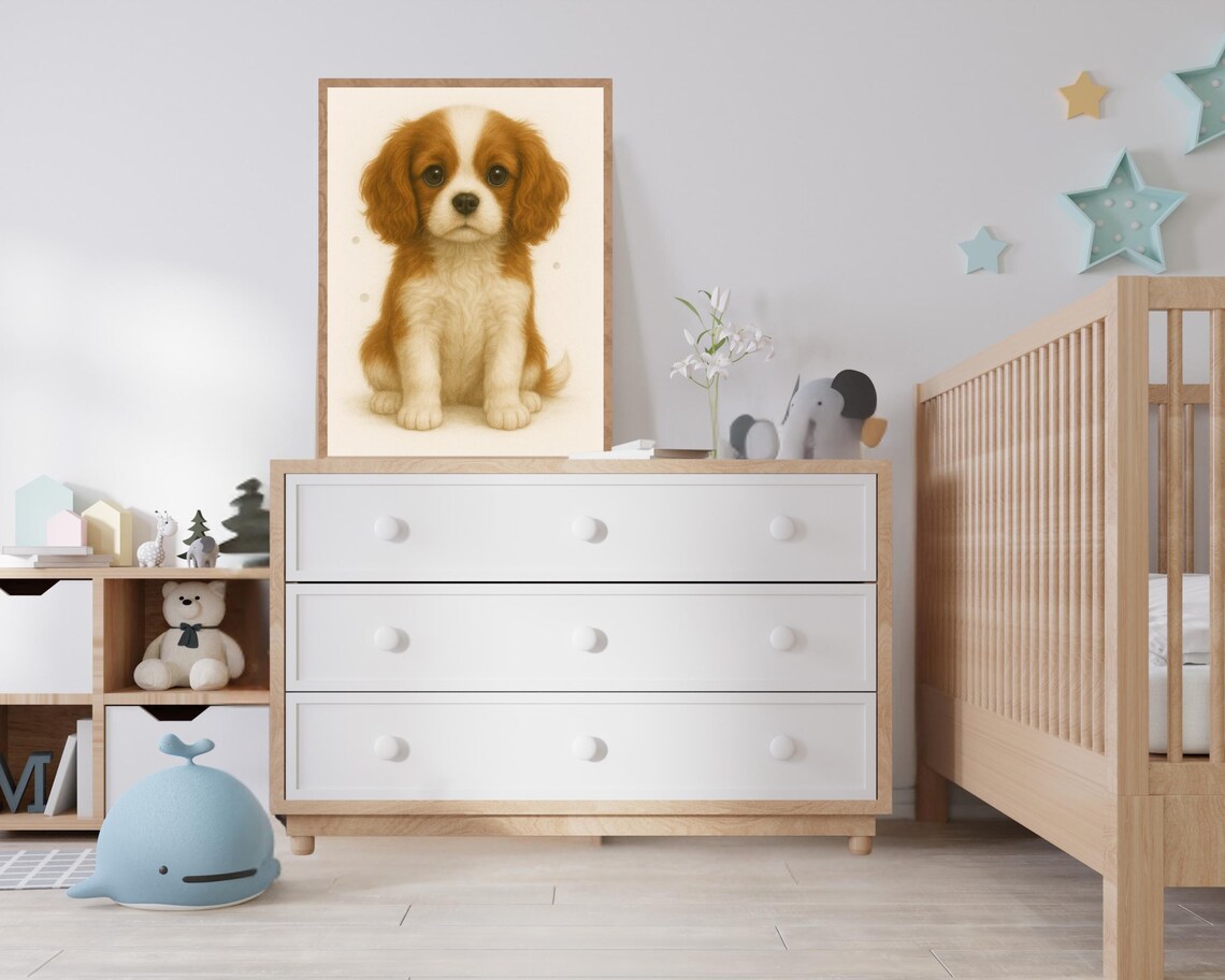 Cavalier King Charles Spaniel, Nursery Kids Room Art - Image 2