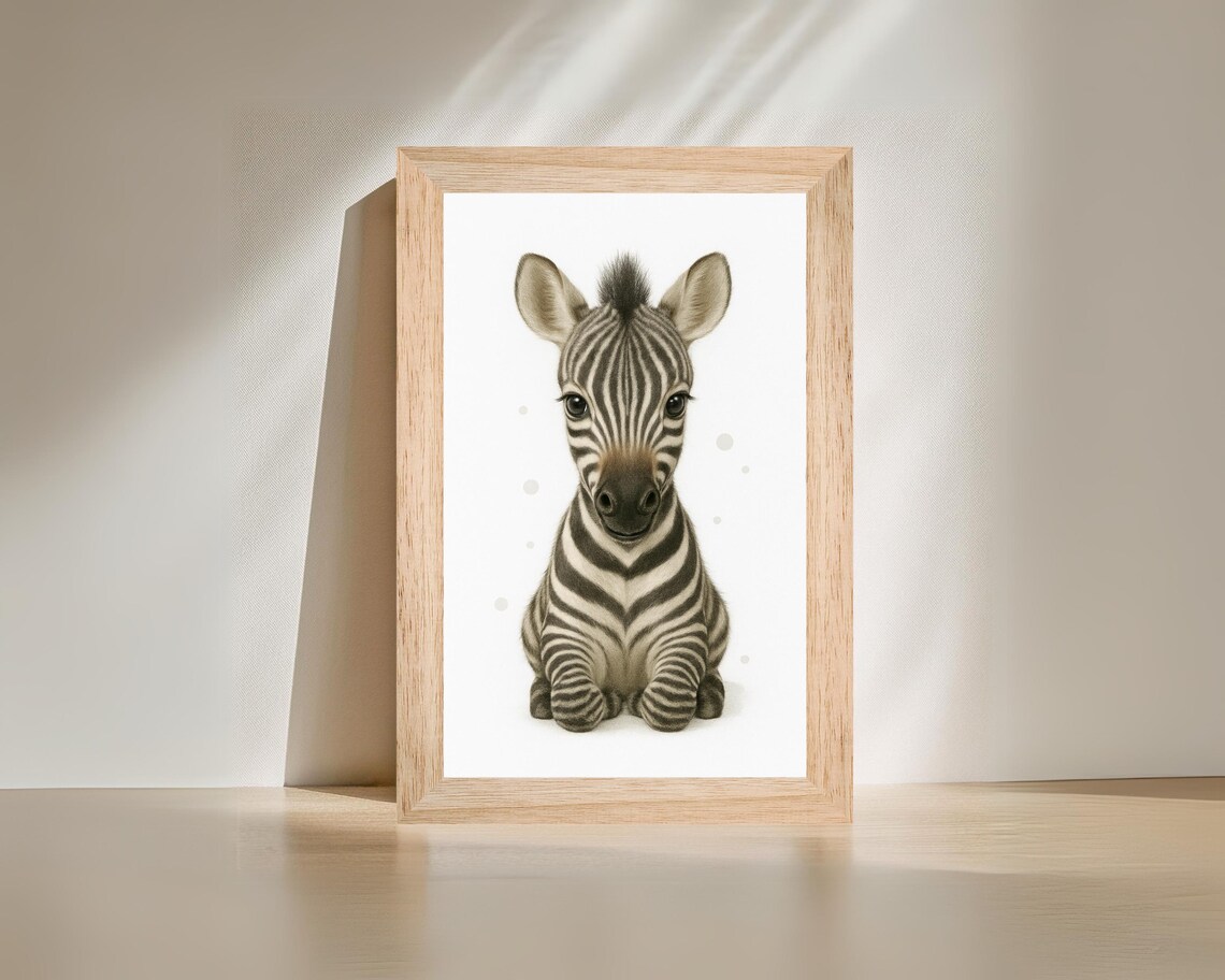 Zebra Nursery Safari Animal Poster, Kids Room Decor