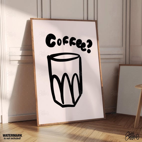 Coffee Print Kitchen Wall Art Poster Bar Sign Cafe Fine Minimalist