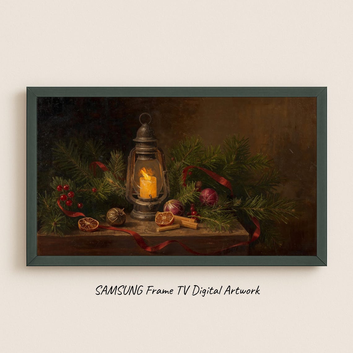 Samsung Frame Tv Art Candlelight Lantern Christmas Still Life