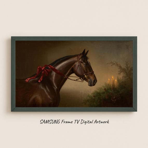 Samsung Frame Tv Art Christmas Stable The Brown Horse