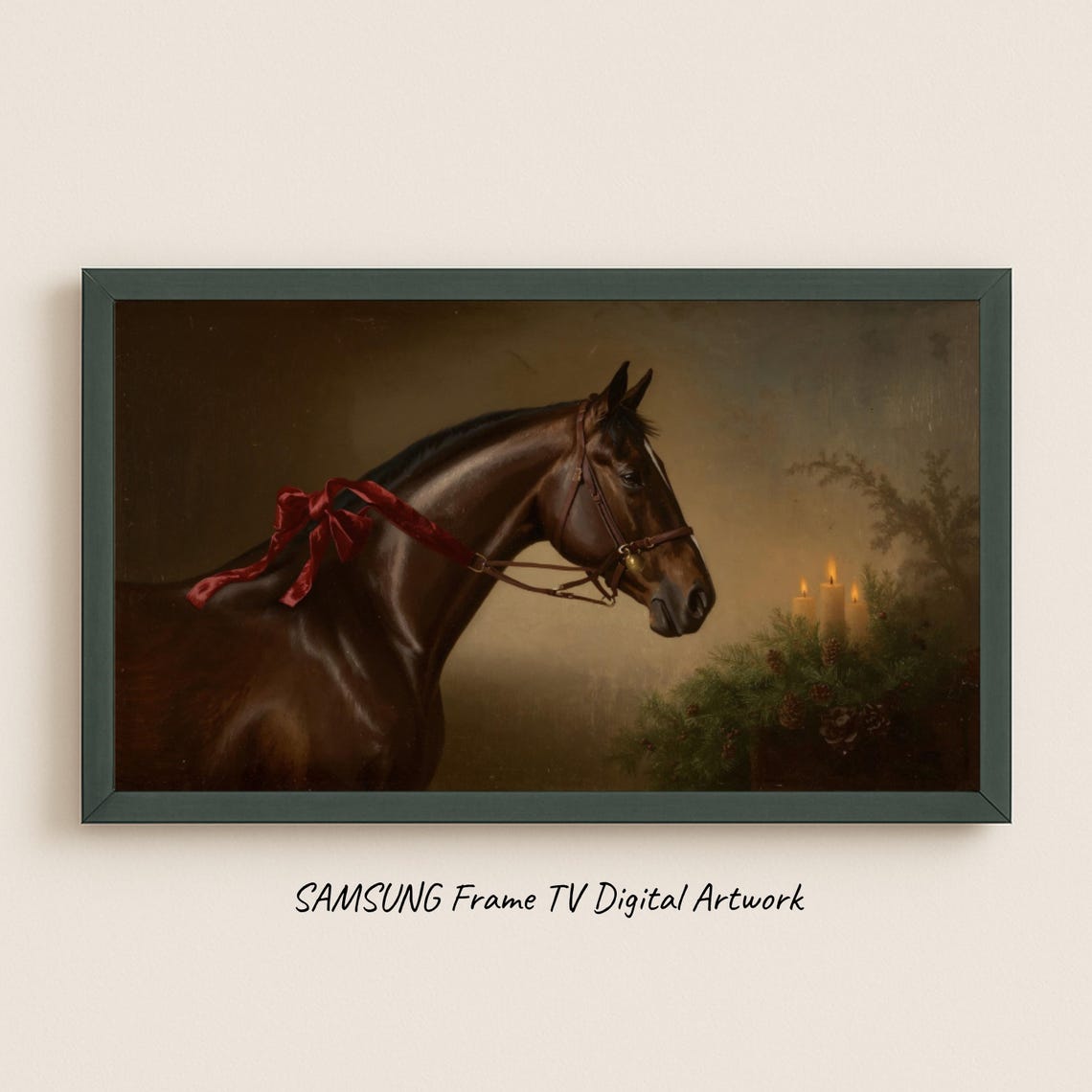 Samsung Frame Tv Art Christmas Stable The Brown Horse