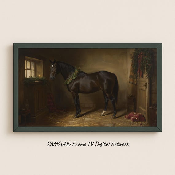 Samsung Frame Tv Art Christmas Eve In The Stable Chestnut Horse