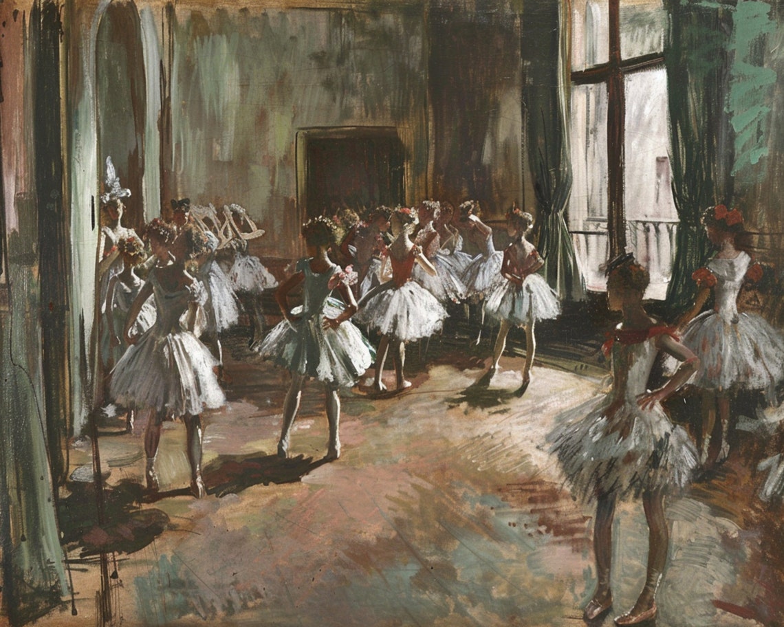 Ballerinas Resting Between Rehearsals in a Studio Art Poster - Image 2