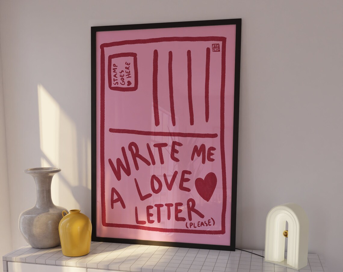 Love Letter Print, Lovecore Danish Pastel Decor