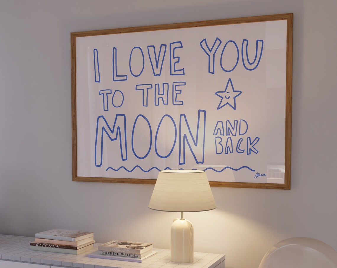 Love You To The Moon Art Print, Danish Pastel Decor