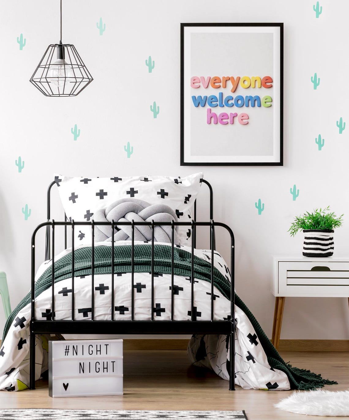 Everyone Welcome Here Rainbow Letters Minimalist Quote Poster - Image 4