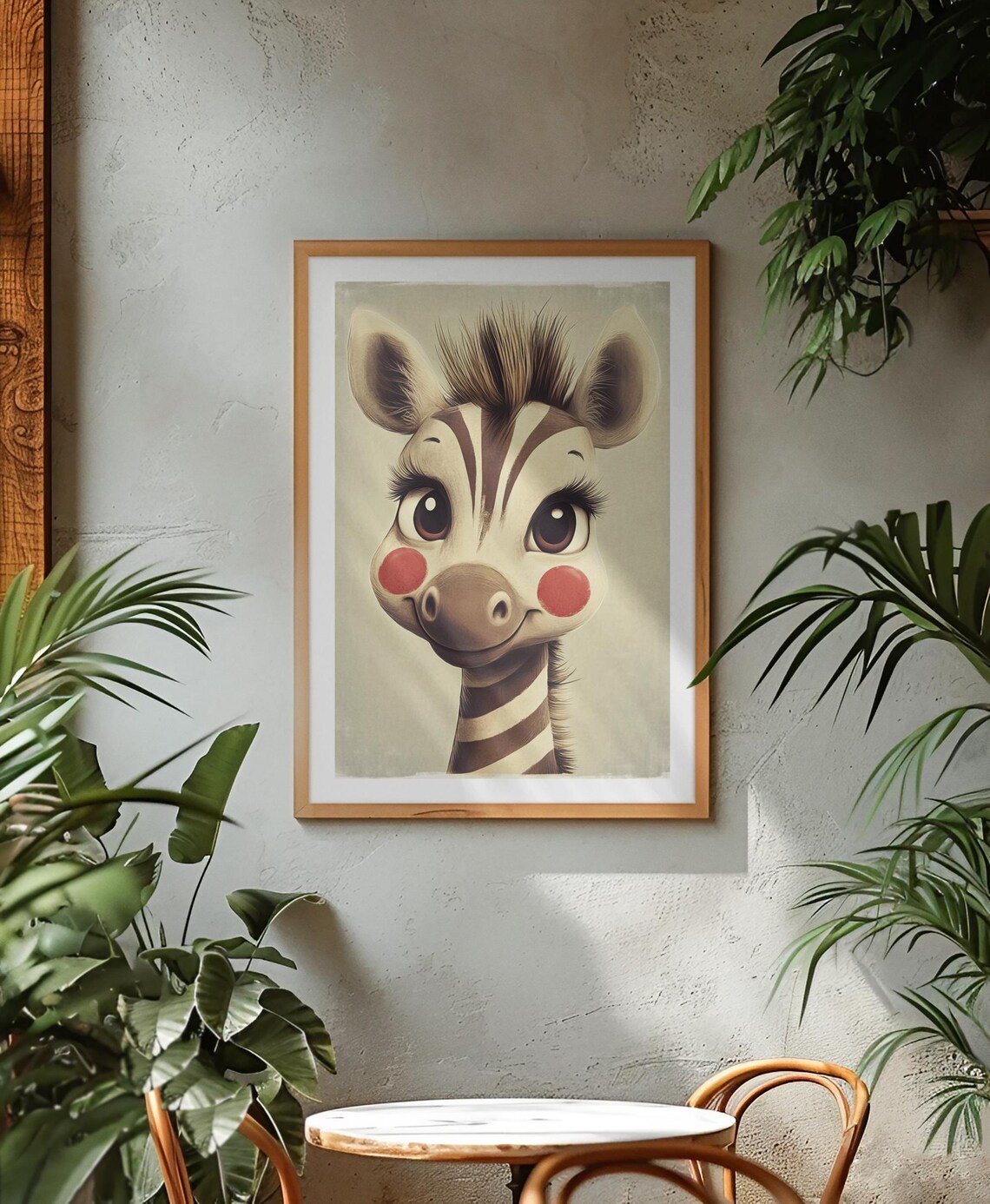 Cute Baby Zebra Striped Portrait Adorable Nursery Animal Poster