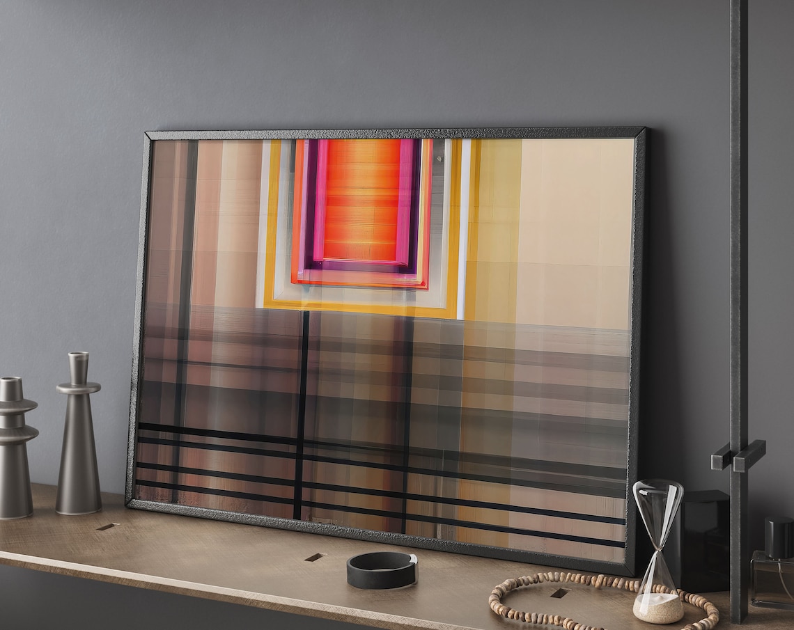 Abstract Oil Painting Art Print, Modern Geometric