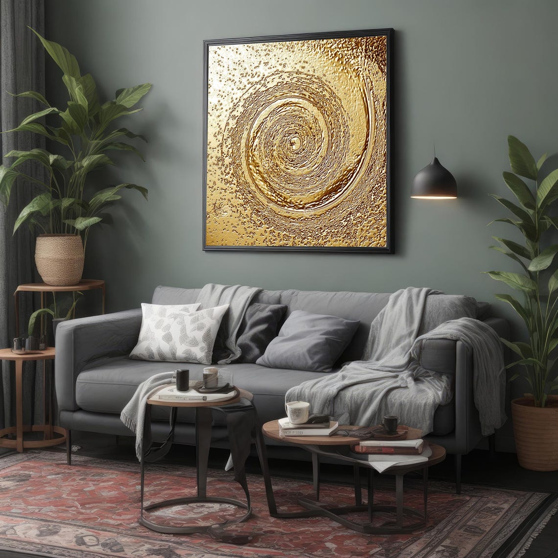 Golden Spiral Textured Abstract Art Luxurious Gold Modern Art Poster - Image 4