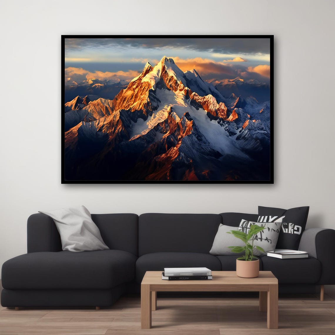 Snow Capped Mountain Peaks Alpenglow Majestic Nature Art Poster - Image 3