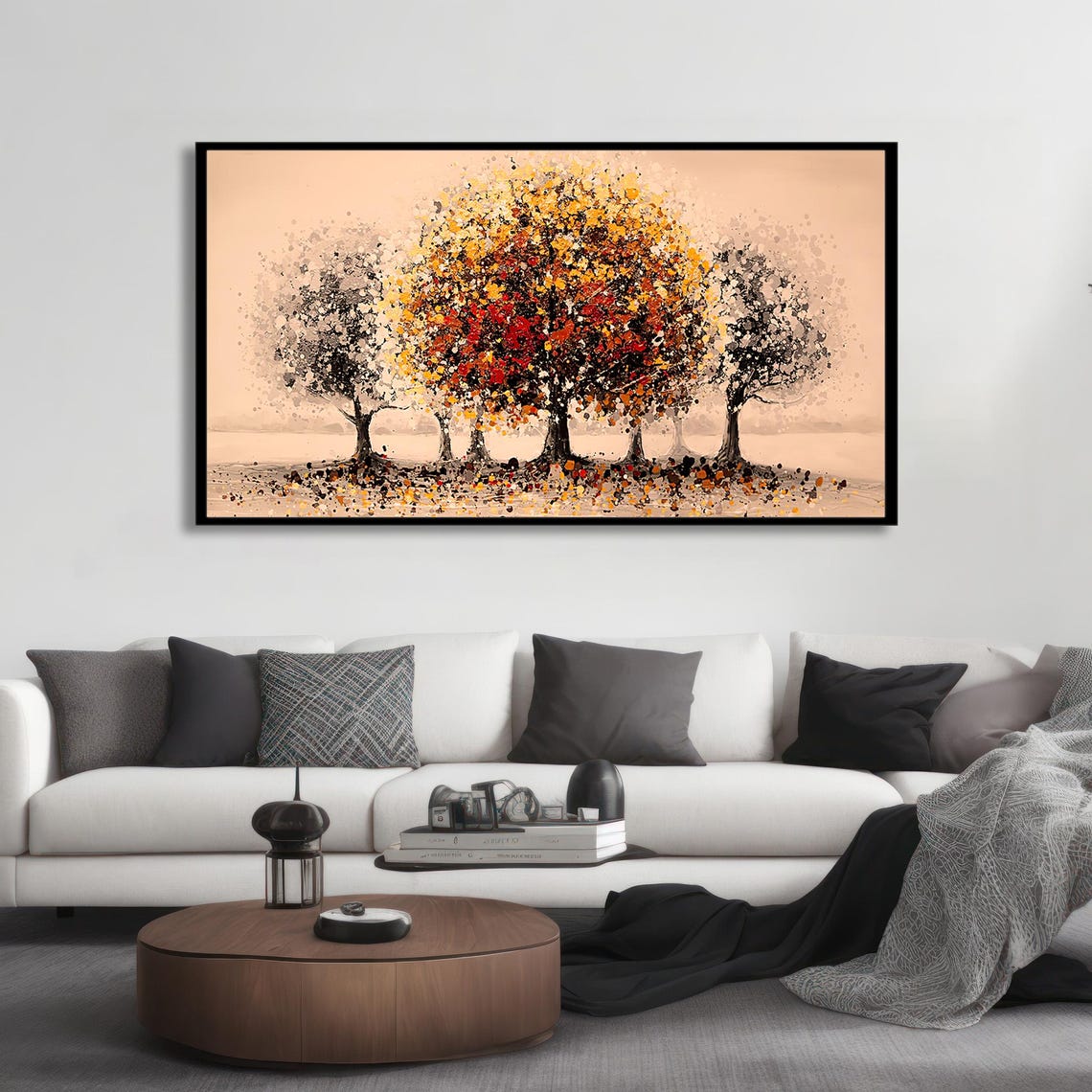 Autumn Trees Falling Leaves Colorful Impressionist Grove Art Poster - Image 2