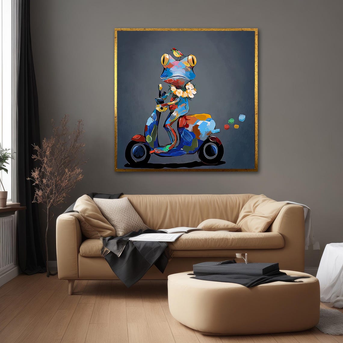 Cute Frog On A Bike Wall Art Print On Kids Room Decor Gift For Kids - Image 3