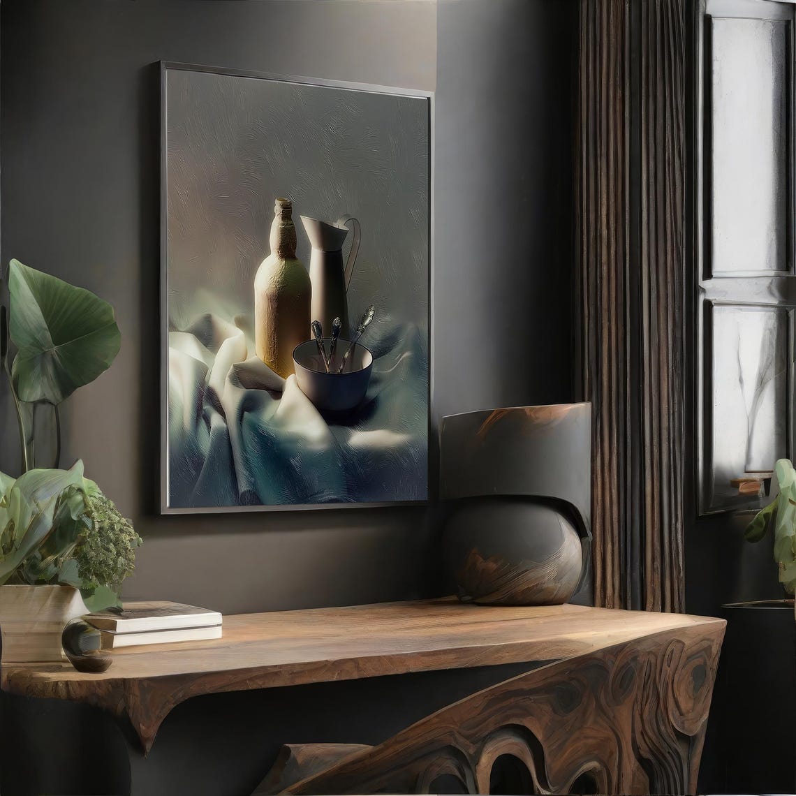Still Life With Bottle Pitcher and Bowl Minimalist Kitchen Art Poster - Image 4