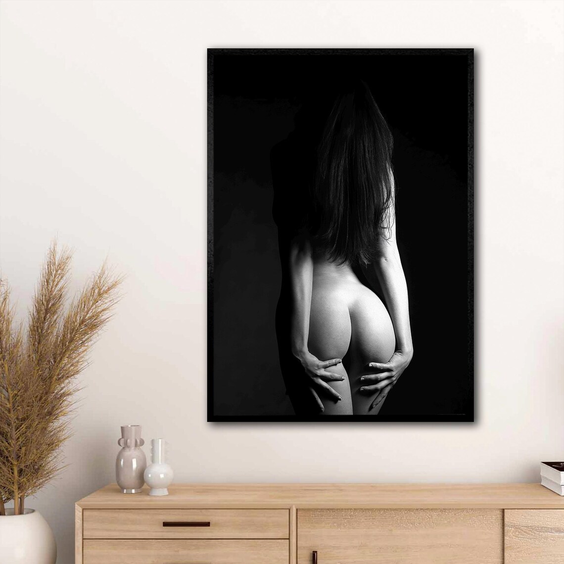 Black and White Nude Woman Rear View Minimalist Fine Art Photo Poster - Image 2
