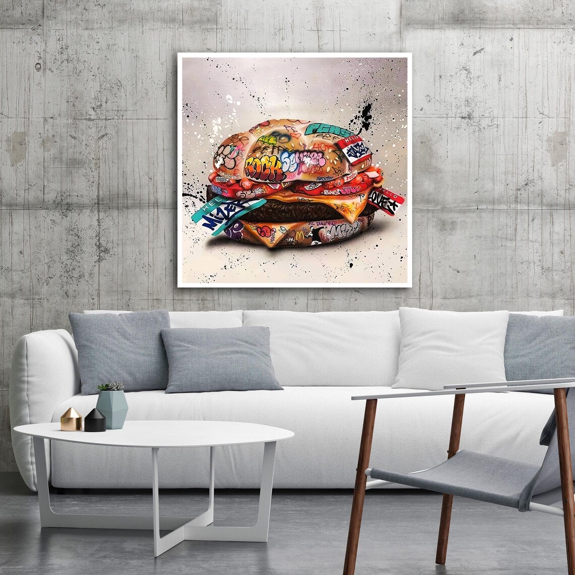 Graffiti Covered Cheeseburger Street Art Bold Pop Culture Food Poster - Image 2
