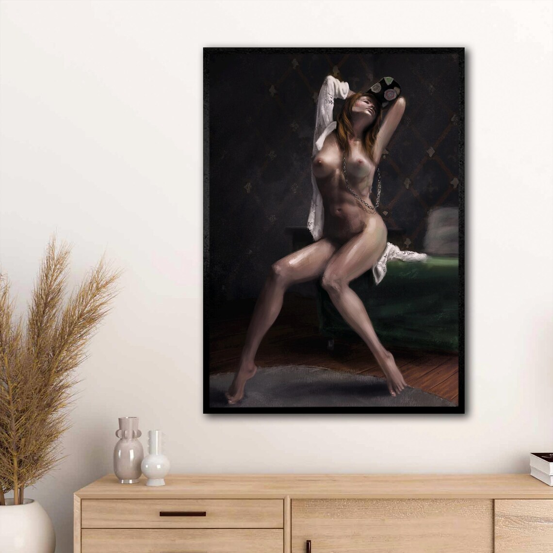 Sensual Seated Nude Woman Boudoir Painting Modern Figurative Art Poster - Image 3