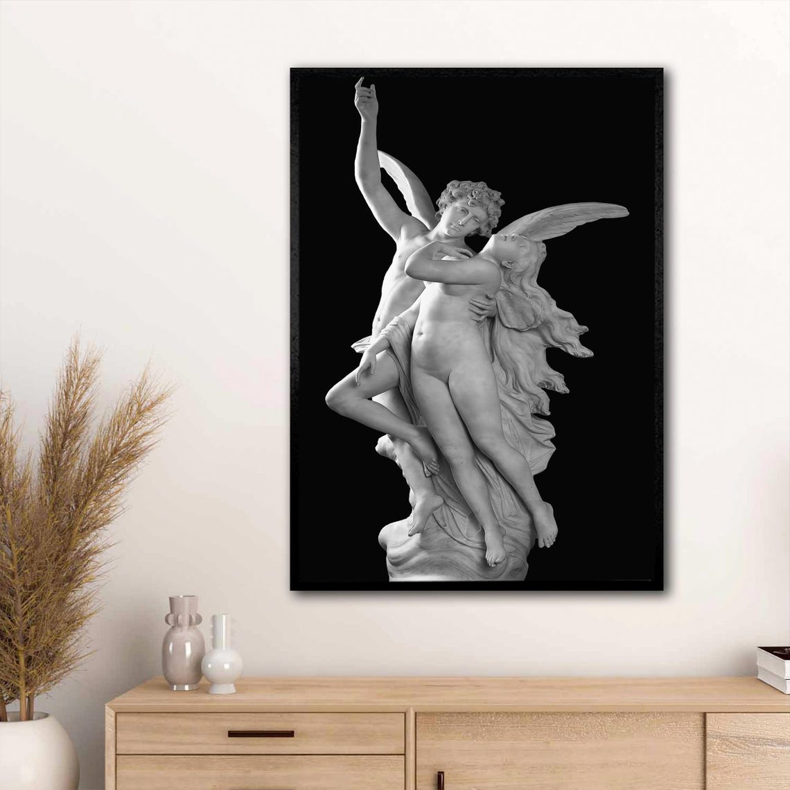 Neoclassical Winged Couple Marble Sculpture Greek Mythology Art Print - Image 3