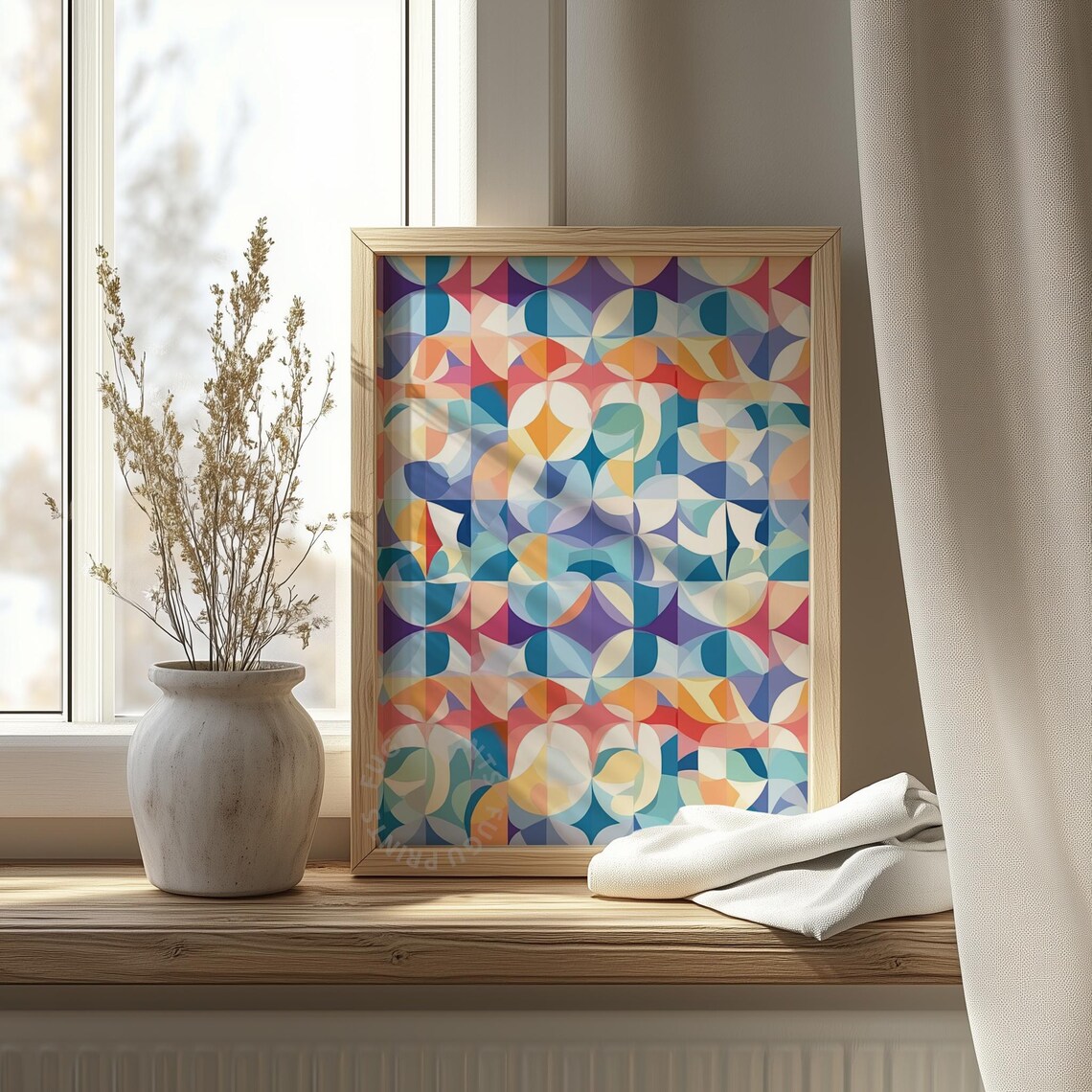 Geometric Abstract Art, Mid Century Modern Poster - Image 4