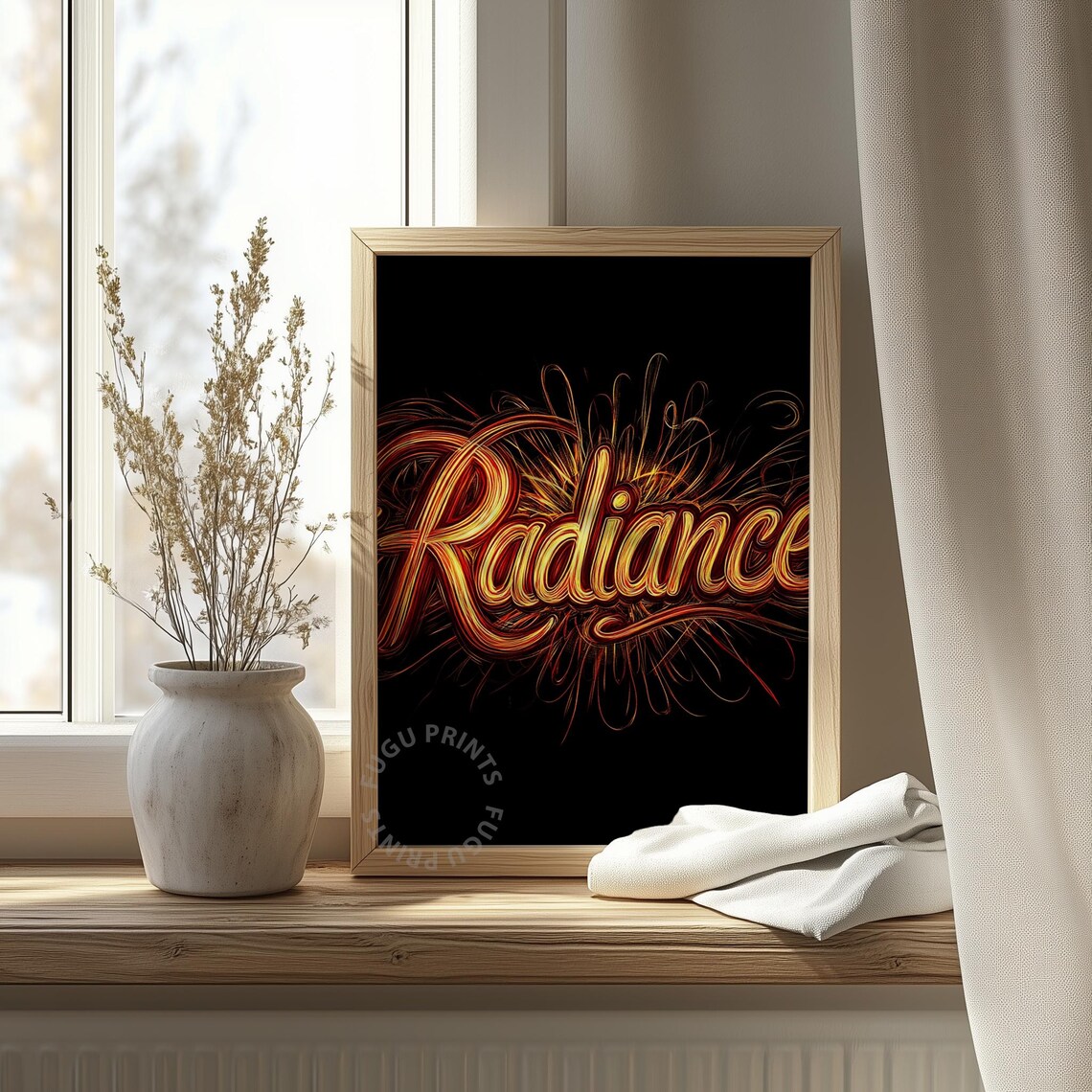 Radiance Glowing Word Art Inspirational Wall Art Modern Typography Orange Red Decor 321 - Image 4