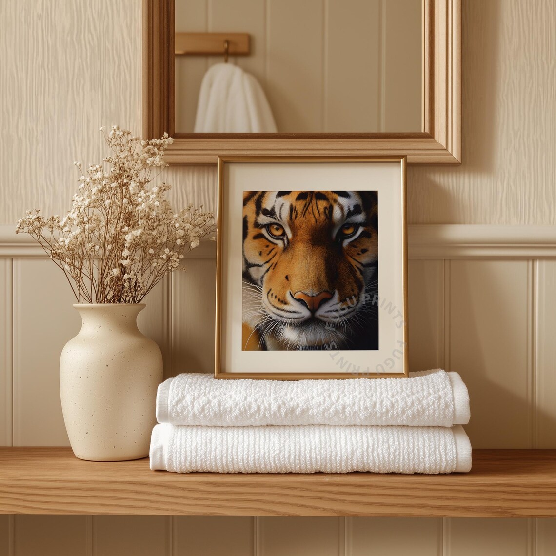 Fierce Tiger Face Close Up Orange Striped Wildlife Portrait Poster - Image 3