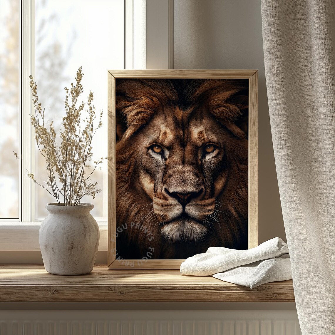 Majestic Lion Frontal Portrait King of Jungle Wildlife Poster - Image 4