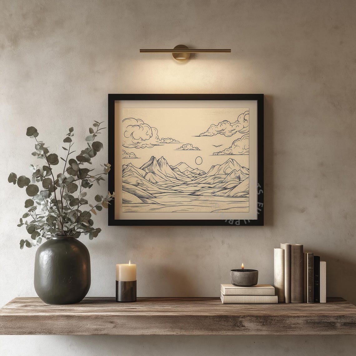 Mountain Line Art Minimalist Landscape Wall Art Black And White Home Decor 134 - Image 4