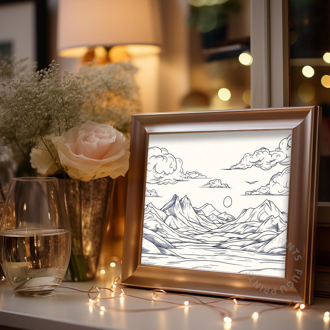 Mountain Line Art Minimalist Landscape Wall Art Black And White Home Decor 134 - Image 3