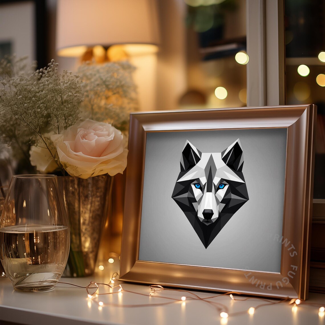 Geometric Wolf Art Print, Modern Minimalist Decor - Image 3