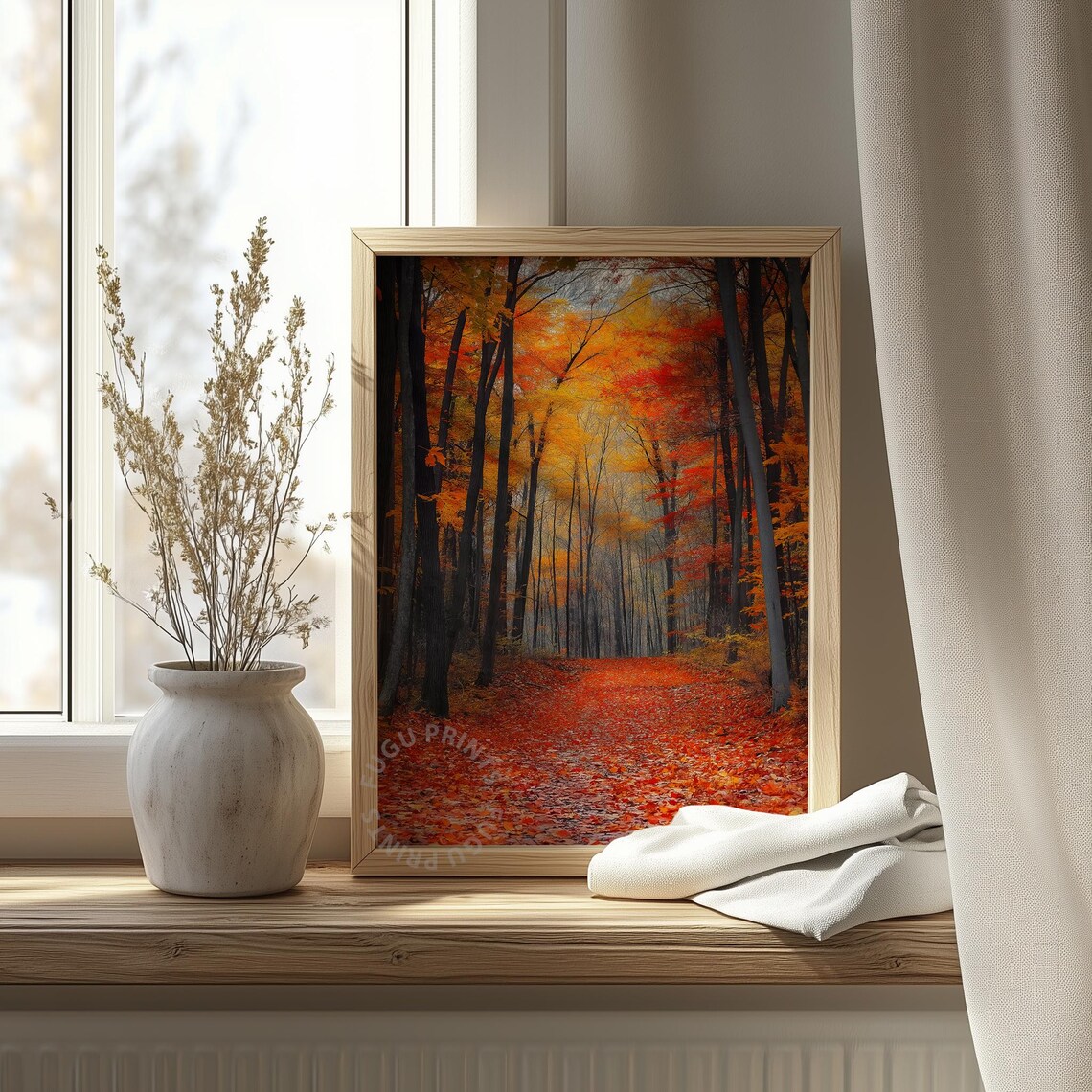 Autumn Forest Path, Fall Colors Landscape - Image 4