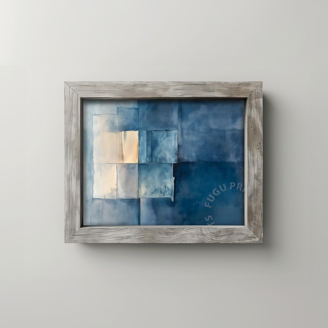 Blue Abstract Geometric Art Print, Modern Minimalist Decor - Image 2